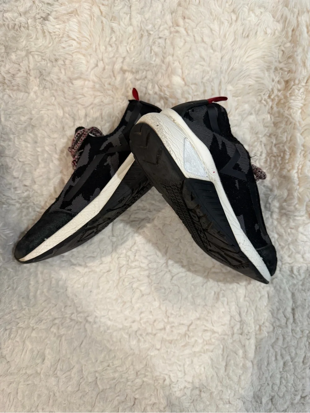 Diesel Men's Black & Gray Camo Knit Sneakers with Red Accents